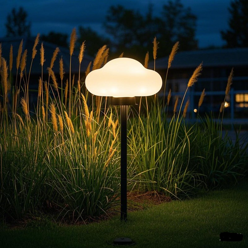 户外发光云朵灯带杆立式地插草坪灯花园景观装饰氛围云朵景观灯
