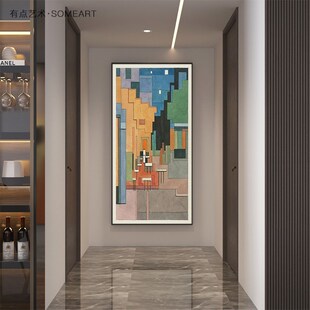 梵高世界名画入户玄关装饰画高级感客厅壁画楼梯走廊过道竖版挂画