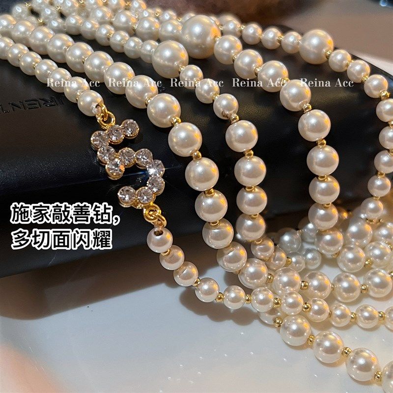 叠戴长款珍珠项链毛衣链轻奢小众装饰高级感复古气质锁骨链设计感