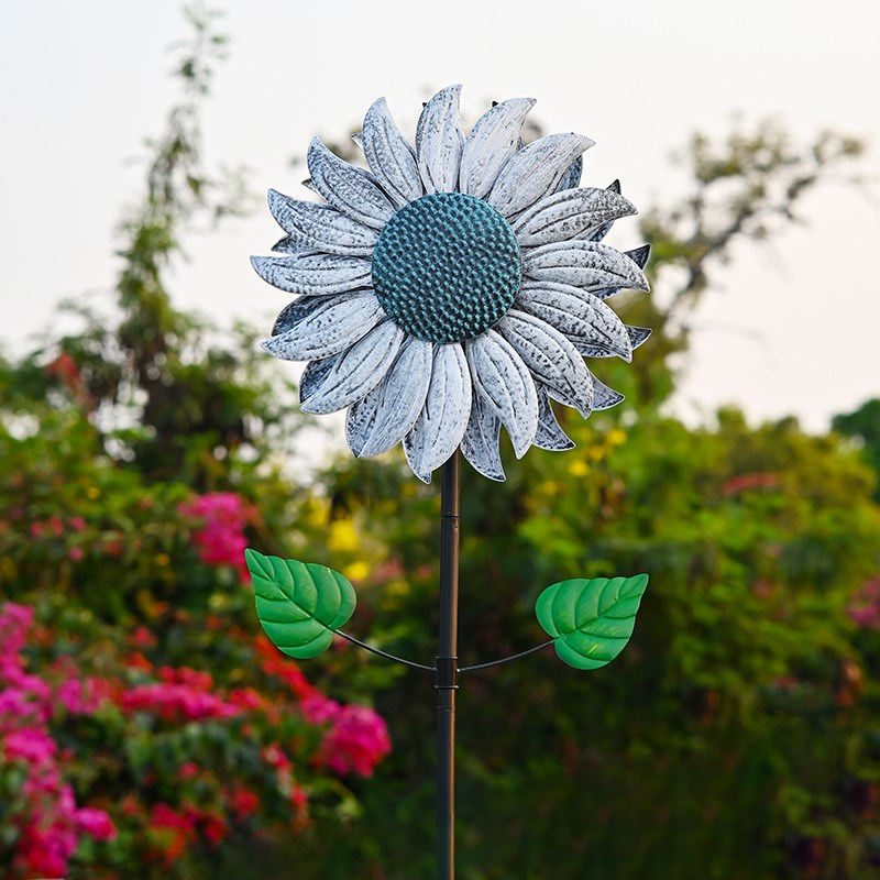 向日葵大风车摆件铁艺户外花园装饰旋转庭院民宿别墅露台创意景观