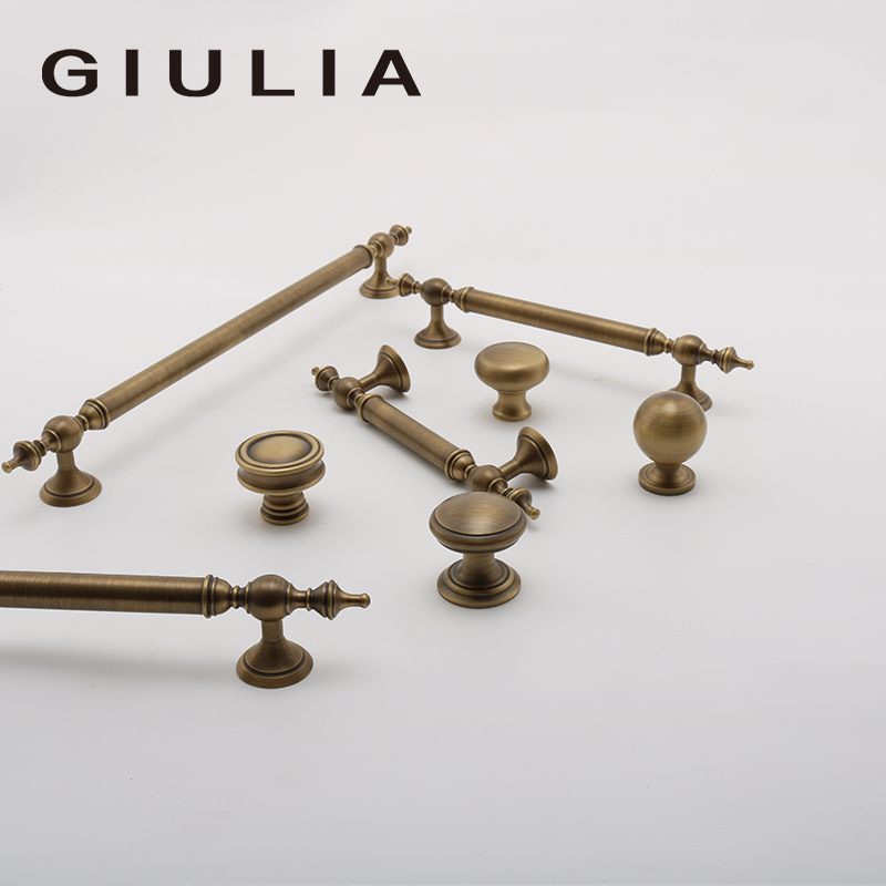 GIULIA法式轻奢抽屉把手黄铜柜门衣柜家俱门把手古铜整体橱柜复古