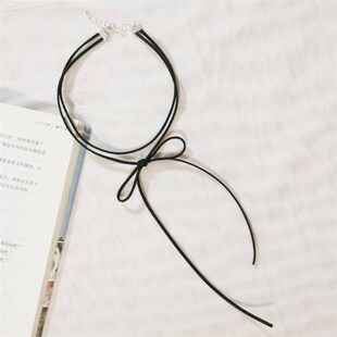 颈部黑色绑带领结女士夏季颈部装饰流行时尚简单锁骨项炼