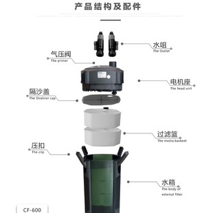创星过滤桶CF600水草鱼缸atman外置筒CF1200配件CF800缸外过滤器