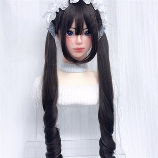 少萝家全头套假发75cm长卷发黑棕甜美可爱整顶减龄Lolita自然微卷