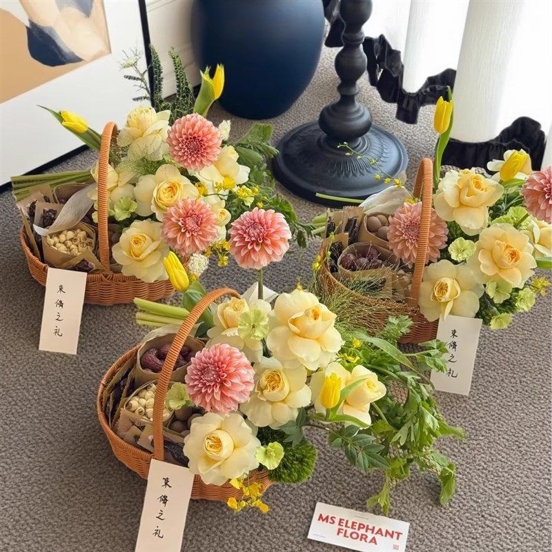 谢师礼束修六礼品盒空盒手提花篮插花篮水果鲜花篮鸡蛋花篮送长辈,鲜花速递/花卉仿真/绿植园艺,花艺包装盒,淘宝优惠券,粉丝福利购,淘宝优惠卷