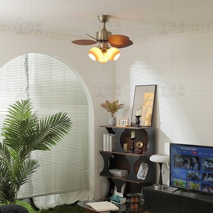 复古南洋餐厅卧室客厅法式 风扇吊灯中古vintage大风力变频静音灯