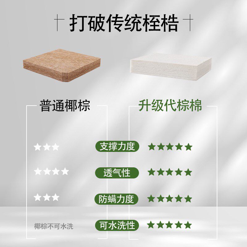 代棕棉床垫天然乳胶偏薄3d加硬神器席梦思家用卧室定制护脊15cm厚