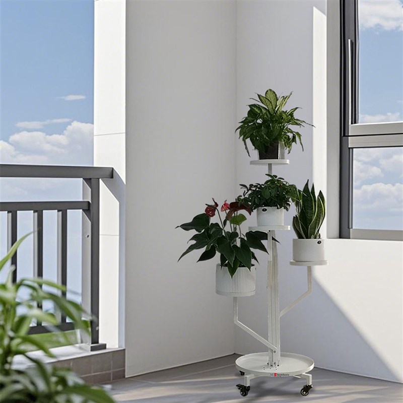 不锈钢圆形花架客厅阳台多层易清洁排水便捷可移动落地式花架