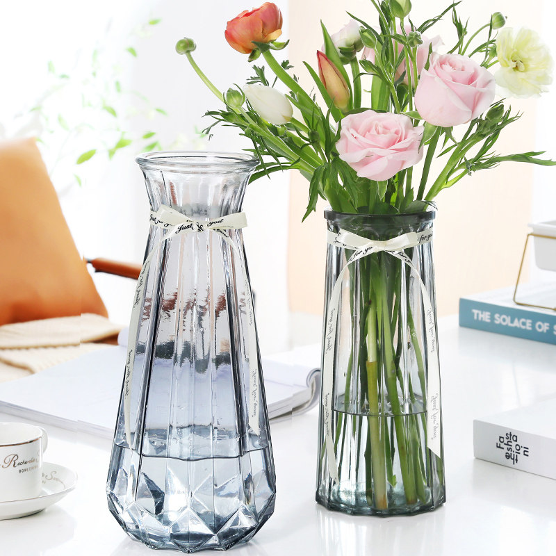 【二件套】大号玻璃花瓶透明水培鲜花富贵竹百合花瓶客厅插花摆件,鲜花速递/花卉仿真/绿植园艺,花瓶,淘宝优惠券,粉丝福利购,淘宝优惠卷