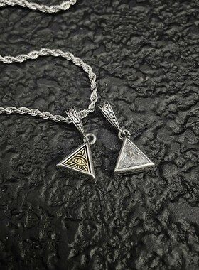 上帝之眼几何项链男潮小众街头嘻哈毛衣链复古做旧高级感吊坠配饰