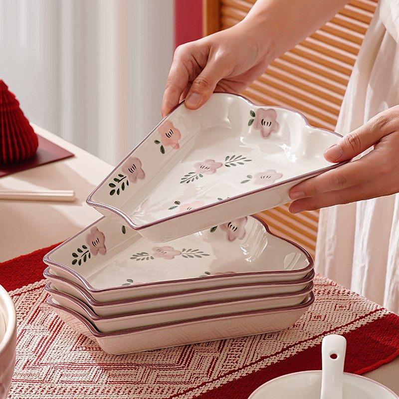 中式过年夜饭圆桌扇形盘子菜盘家用陶瓷团圆拼盘餐具组合碗碟套装,餐饮具,盘,淘宝优惠券,粉丝福利购,淘宝优惠卷