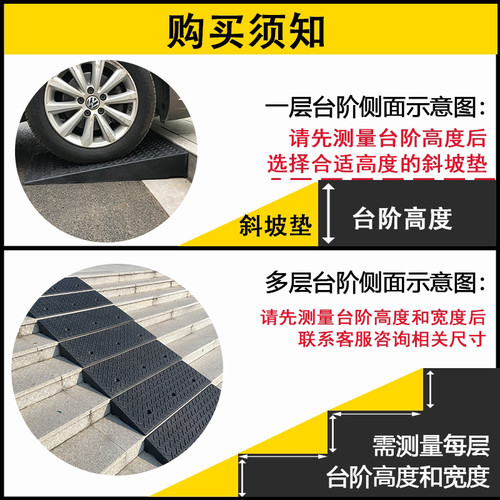 斜坡垫台阶垫马路牙子橡塑路沿坡汽车上坡爬坡垫门槛三角垫减速带