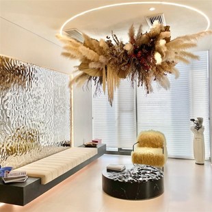 网红芦苇干花轻奢悬挂吊壁挂花艺服装 饰田园复古室内景观 店橱窗装