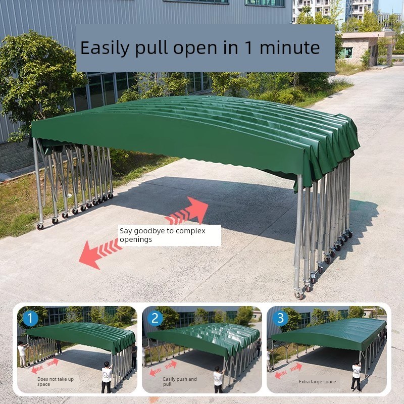 户外大排档雨棚活动伸缩式雨篷停车遮阳蓬移动推拉帐篷夜市推拉棚