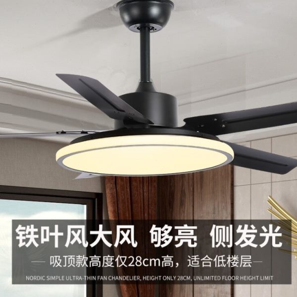 吊扇灯大风力铁叶吊扇灯餐厅北欧客厅低楼层风扇灯超薄吊扇电风扇