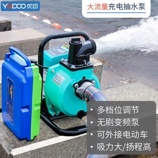 便携锂电户外抽水泵农用浇花浇地增压48V60V电动车充电家用抽水机