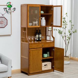 楠竹厨房置物架微波炉架餐边柜菜柜碗柜茶水柜收纳柜子餐厅储物柜