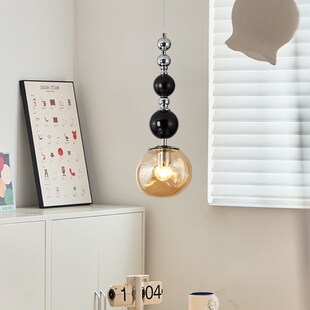 复古轻奢水晶小吊灯北欧吧台吊灯护眼意式极简卧室床头熔岩吊线灯