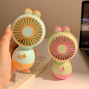 可爱兔子手持usb充电小风扇便携随身携带学生办宿舍静音电扇迷你