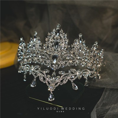 重工新娘结婚皇冠双层韩式奢华王冠主纱婚纱水晶大气跟妆简约发饰