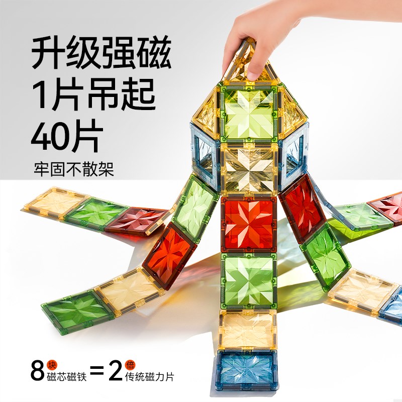 磁力片儿童益智姐弟玩具拼图棒男女孩自然色彩窗拼装积木生日礼物