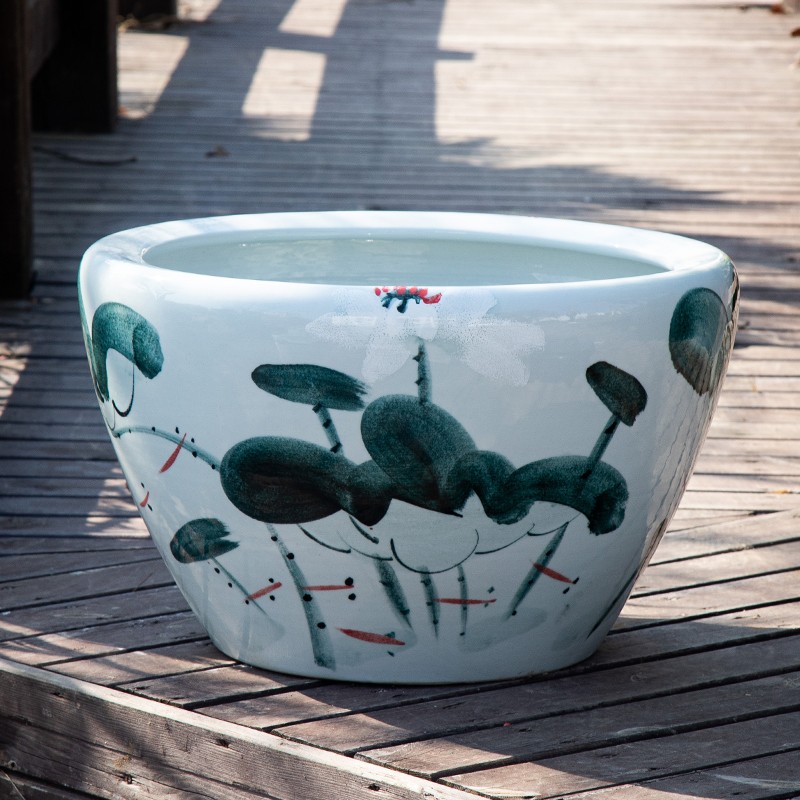 景德镇陶瓷花盆绿植盆鱼缸荷花盆睡莲睡莲花盆水缸栽土培庭院种树