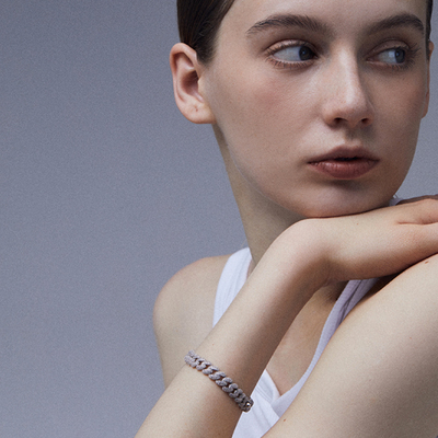 ARSIS明星同款设计师时尚饰品经典百搭古巴链条手链镶钻情侣