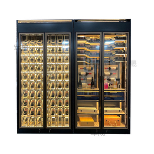 不锈钢酒柜定制欧式餐厅轻奢地下室恒温柜家用酒窖装饰展示红酒架