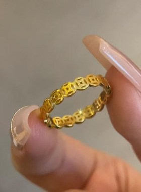【立减50】铜合金戒指高级感轻奢款女男士素圈金色戒指情侣对戒