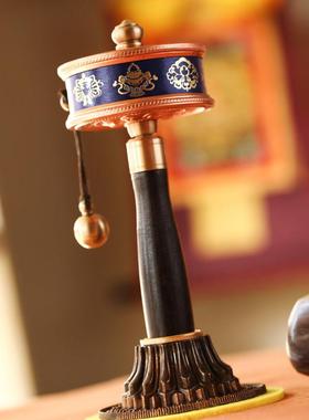 药师八吉祥手摇转轮铜制立体双轴承桌面装饰品语狮子缩微胶片