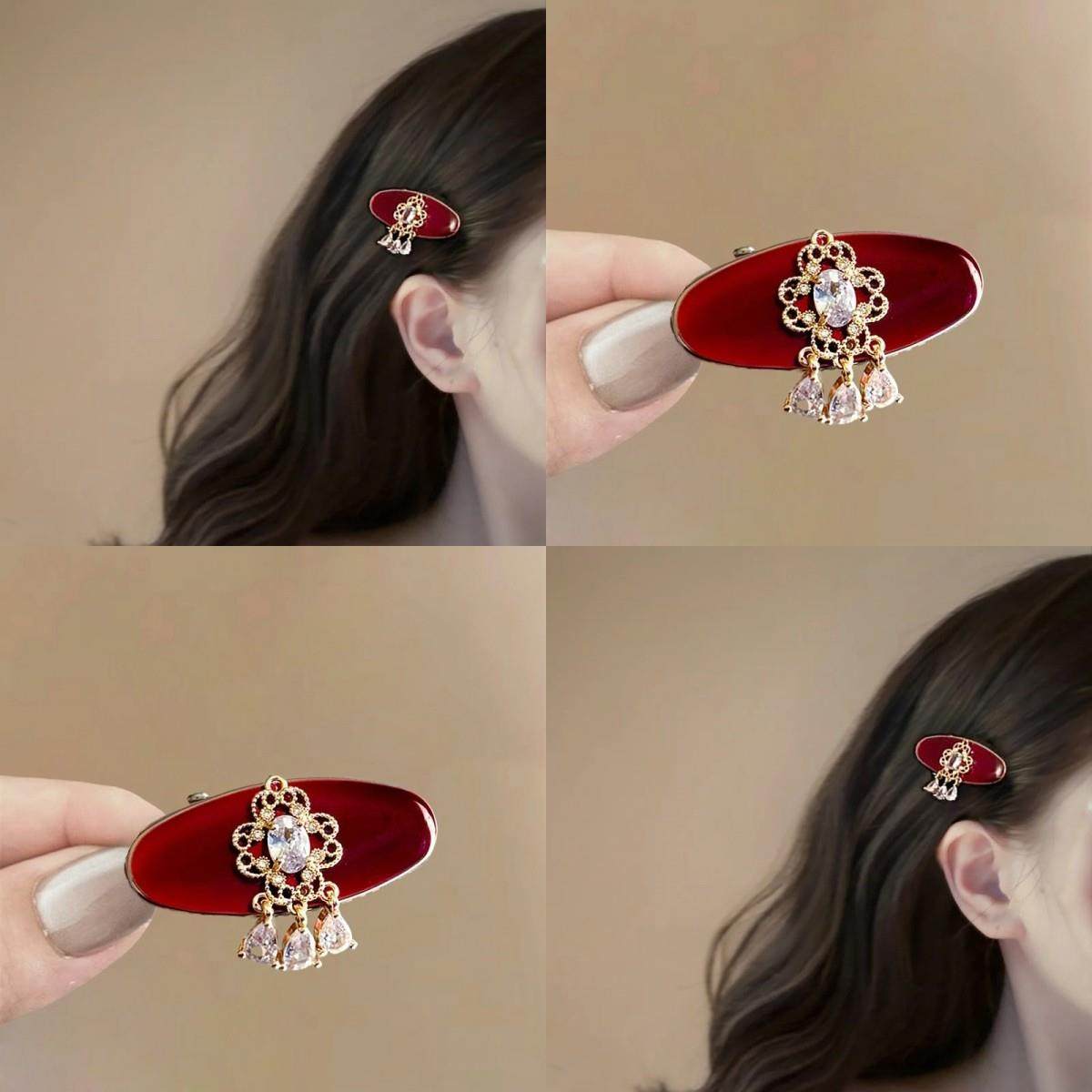 新中式覆古蝴蝶发夹女高级感闪钻流苏侧边夹民族风耶诞新年头发饰,饰品/流行首饰/时尚饰品新,发饰,淘宝优惠券,粉丝福利购,淘宝优惠卷
