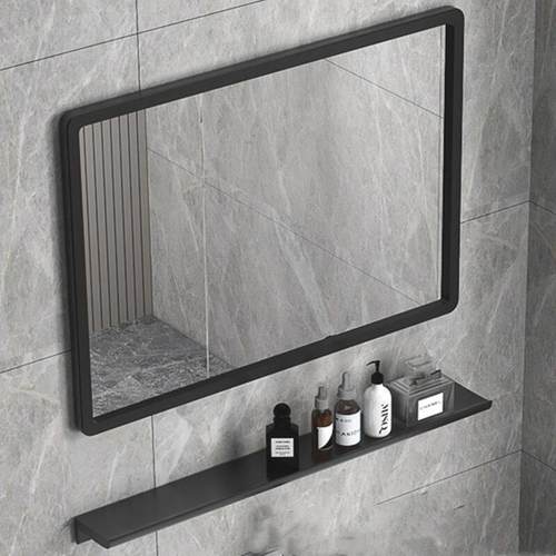 太空铝浴室镜柜挂墙式镜子防雾高清壁挂化妆室置物架收纳脸盆镜子