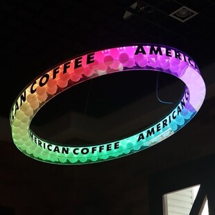 圆环霓虹灯发光字定制酒吧烧烤店压力圆形吊环七彩创意灯箱