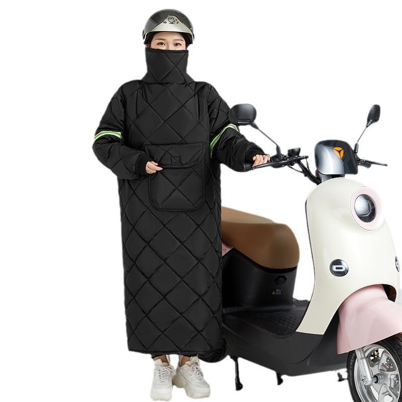 挡风衣女款2024新款一体式反穿加绒加厚防雨骑车电动车冬季防寒
