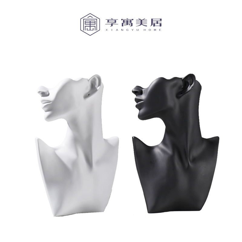 现代抽象人物雕塑黑白色创意工艺品摆设电视柜书房装饰品