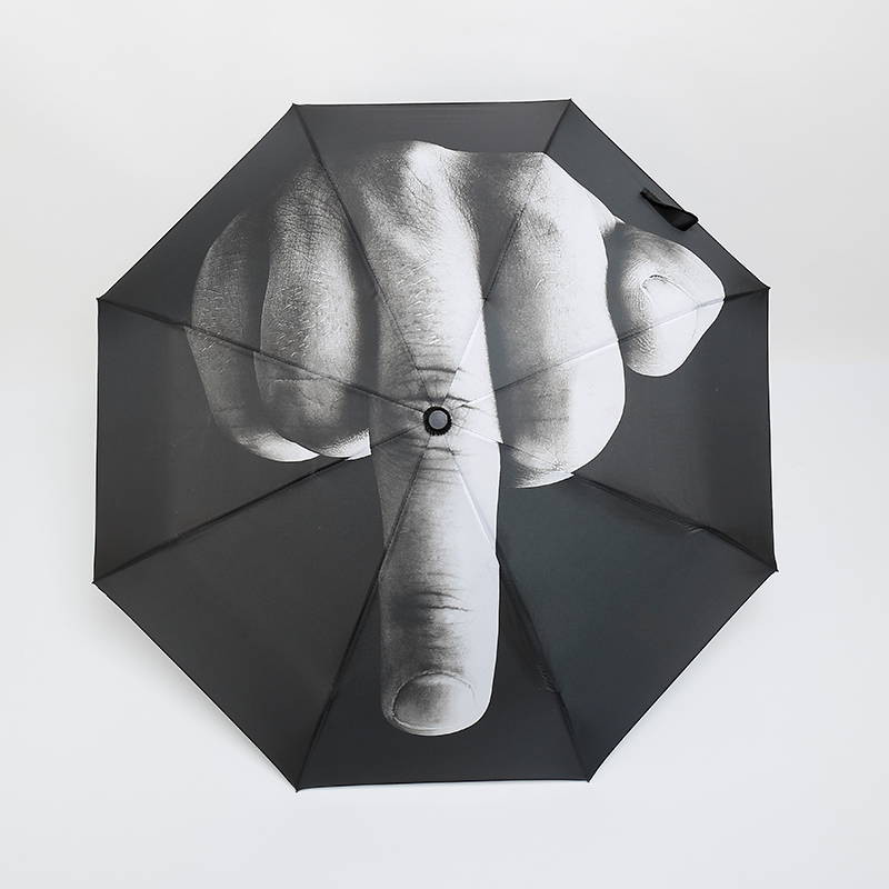 个性创意竖中指雨伞 安全开收折叠晴雨两用潮流学生伞中指鄙视伞
