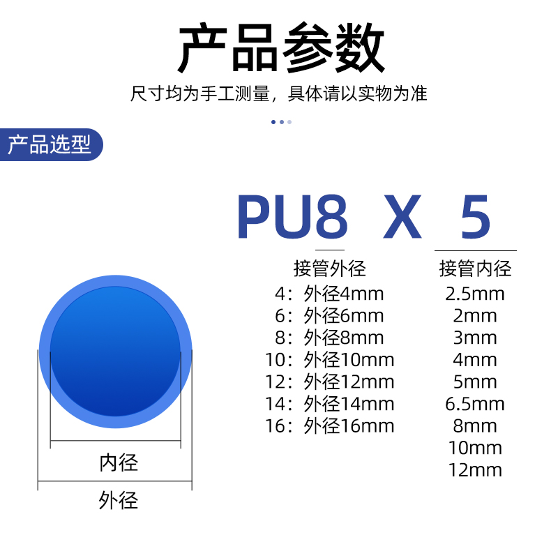气管软管空压机高压pu管气泵透明气动软管PU4X2.5 8X5 14X10 12X8