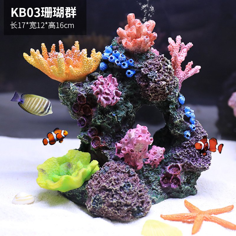 跨境仿真假珊瑚礁石造景贝壳鱼缸装饰水族箱摆件海水缸布景地中海