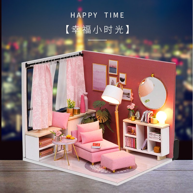 智趣屋DIY小屋《幸福小时光》《客厅一角》创意场景建筑模型别墅