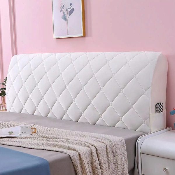 舒适柔软quan包式弹立绒布床头罩测手机袋立体绗绣素色床头防尘罩