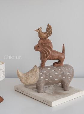 创意树脂动物手工摆件客厅玄关酒柜博古架装饰摆设家居饰品工艺品