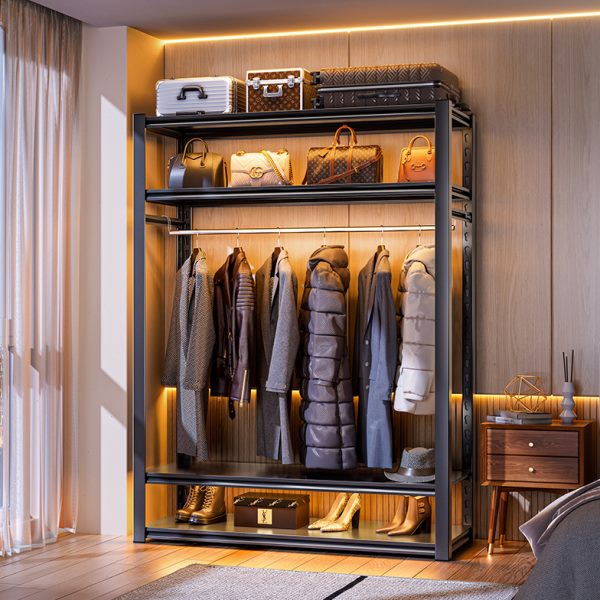 货架铁艺置物架挂衣架卧室开角钢福凯祥家用衣柜简易落地放式组装