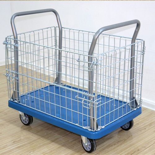 围栏手推车拉货车拖车小推车静音搬货车折叠平板车摆摊网架车护栏