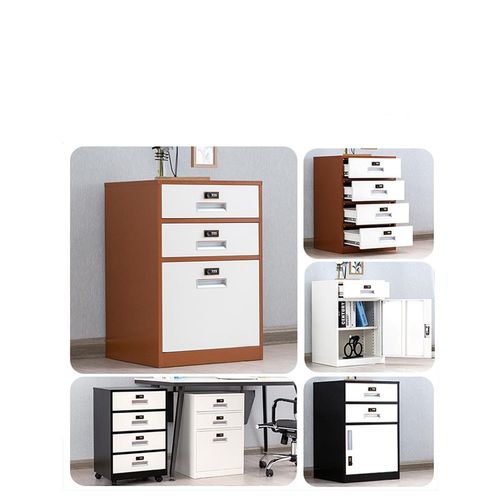 矮柜铁皮密码文件柜办公桌下活动抽屉柜收纳储物小柜子带锁资料柜