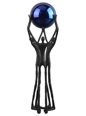 欧式轻奢金属举球人物雕塑桌面摆件客厅卧室玄关电视柜家居装饰品