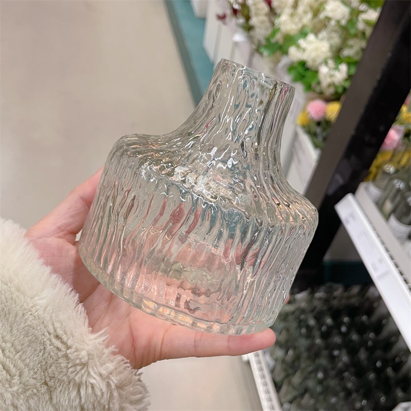 包邮博古架简约桌面摆件肌理锤纹玻璃花瓶水培植物小号家居装饰品