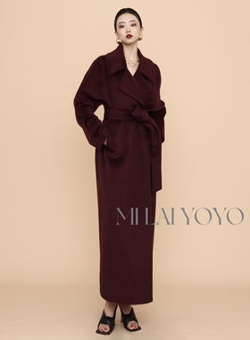 芈莱尤优——高定系列设计师气质款酱紫色大衣F23-6133-2