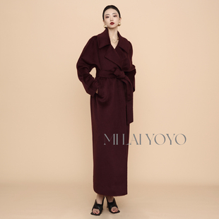 6133 芈莱尤优——高定系列设计师气质款 酱紫色大衣F23