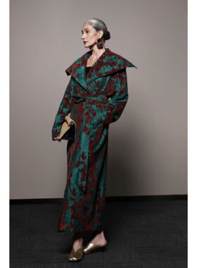 芈莱尤优——新款【夜棠浮香】高级感提花风衣F25-6304-4