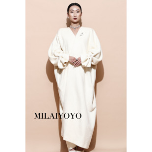 6123 大衣F23 高定系列白色盘扣袖 芈莱尤优——冬季